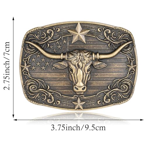 Image of Cowboy Belt Buckle for Men Western Cowgirl Rodeo Longhorn Bull Belt Buckles
