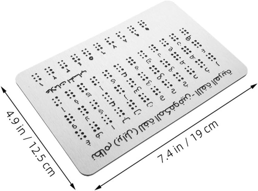 Braille Arabic Alphabet Board 2pcs Raised Dots Educational Learning Tool 12.5×19cm Silver Portable Braille Study Aid for Blind Students and Beginners