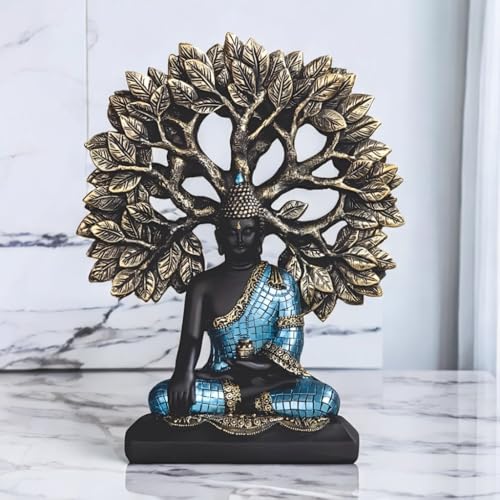 Estatua de Buda bajo árbol Bodhi 9.75 in