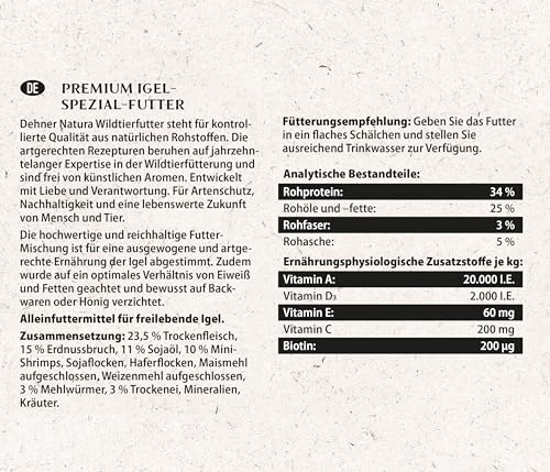 Dehner Natura Igelfutter, Alleinfutter für Igel, artgerecht / natürliche Ernährung, 1.5 kg