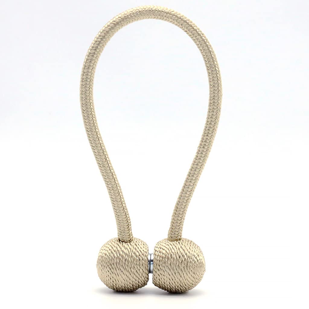2 Pièces Embrasses de Rideau Magnétiques, Clips de Boucle de Porte-Rideau Attaches de Draperie en Corde avec Aimant Durable et Fort pour la Décoration de Bureau à Domicile Beige (Beige)
