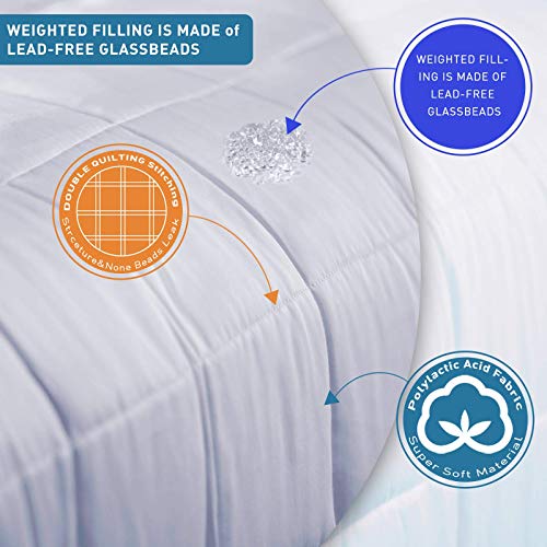 Image of ZonLi Bomboo Cooling Weighted Blanket, Oeko-Tex Certified Soft Breathable Weighted Blankets with Premium Glass Beads (48''x72'' 15lbs, Pla Light Grey), Suit for Person (~190lb) / Twin /Full