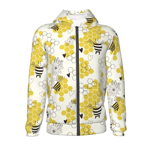 Heart Shaped Honeycomb Kids Pullover Hoodies Boys Zip Up Sweatshirts Girls Athletic Clothes with Pocket2