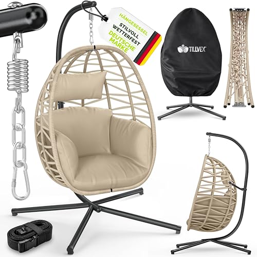 tillvex® Hängesessel mit Gestell Outdoor Indoor mit...