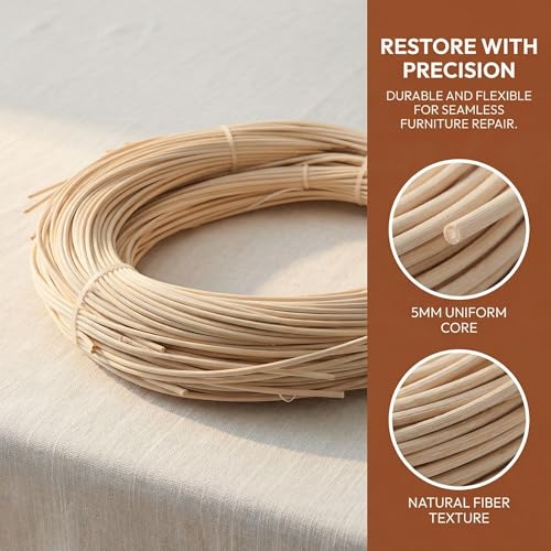 Ratán natural de 40 metros beige y resistente al clima para restauración 7