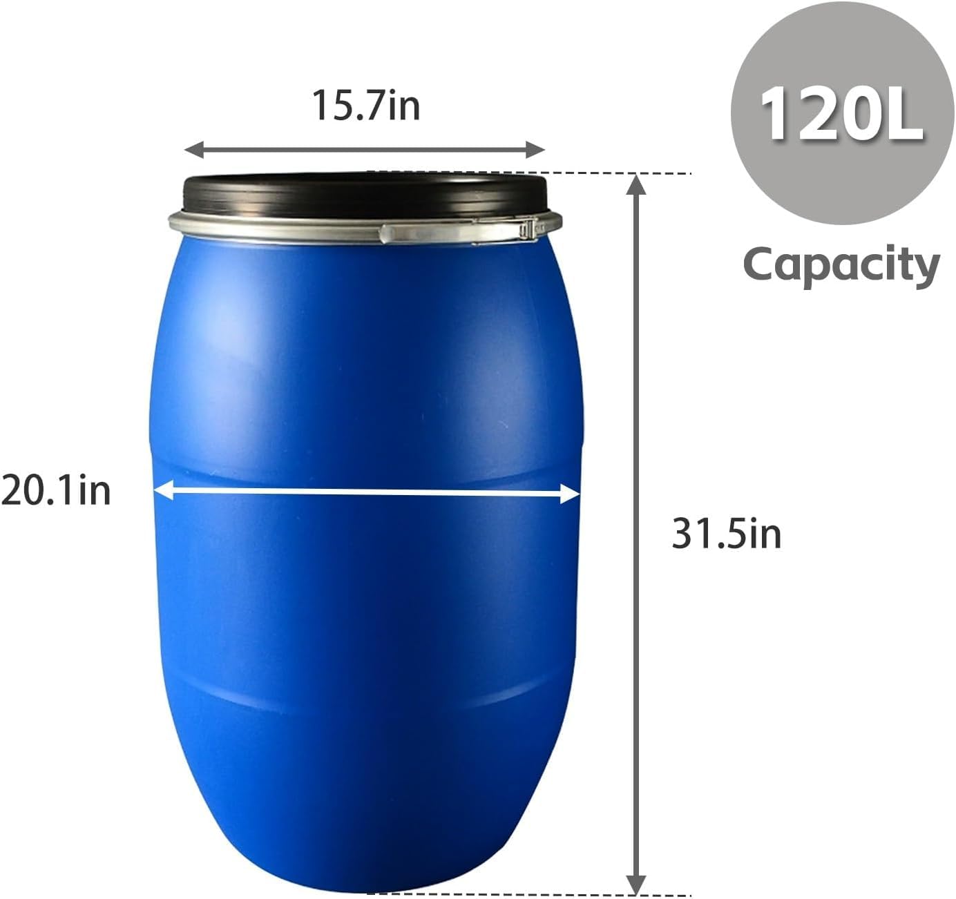 Fût en Plastique Bleu avec Couvercle - Réservoir Hermétique De Stockage Et De Transport Deau, Idéal pour La Collecte Deau De Pluie, Conteneur Durable Et Polyvalent