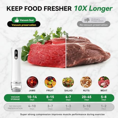 Image of Vacuum Sealer for Food with LED Display, 80Kpa Handheld Food saver