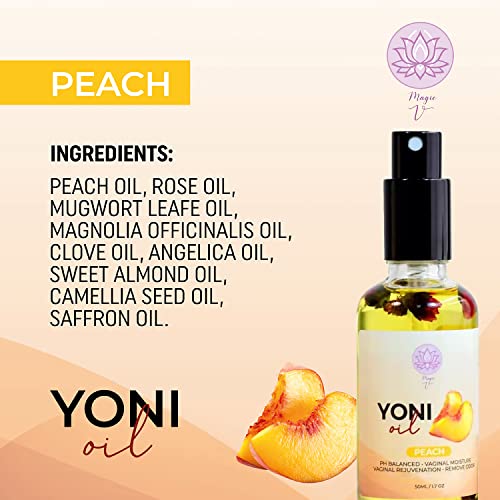 Image of Magic V Yoni Oil Spray for Women - Organic Feminine Care Vaginal Moisturizer, pH Balance & Odor Control, Soothes Ingrown Hair & Razor Bumps - Peach Scent
