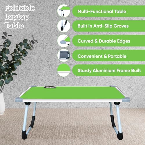 Image of YAJNAS Multipurpose Whiteboard & Laptop Table | Portable Study & Lap Desk for Bed with Laptop Support | Foldable Lap Bed Table, Ideal for Home & Office Presentation - (15 x 23, Green)