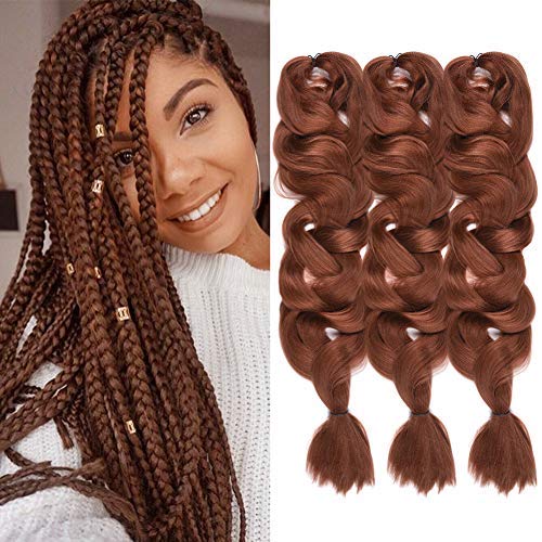 Synthetic Braiding Hair Extensions 165G/pack 84inch Twist Braiding Hair High Temperature Hair Extensions 3Pack(#Light Brown)