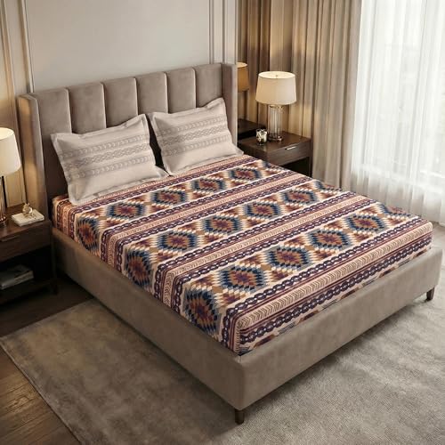 Image of MYTRIDENT Soft Comfort Bedsheet for Double Bed, 100% Cotton Bedsheet, 180 TC, Soft and Breathable, King Size Bedsheet with 2 Pillow Covers - Grace