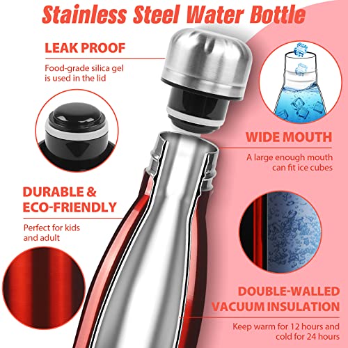 Image of Sfee Insulated Water Bottle, 17 oz Stainless Steel Water Bottles, Double Wall Vacuum Reusable Water Bottles Leak Proof BPA-FREE Sports Bottle Cup Keep Hot&Cold for Running Gym Workout Cycling Kids