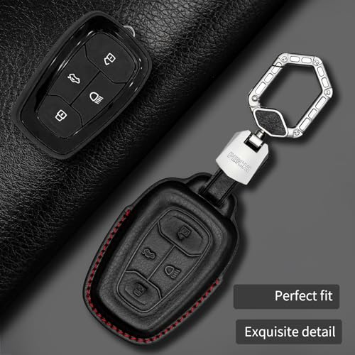 Image of Bicolor Car Key Cover Compatible for Tata Harrier | Safari | Nexon | Altroz | Tigor | EV | Punch | Tiago EV Electric 4 Button Smart Key(B-Black)