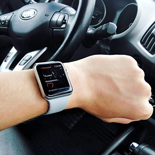VATI Sport Band Compatible for Apple Watch Band 42mm 44mm, Soft Silicone Sport Strap Replacement Bands Compatible with 2019 Apple Watch Series 5, iWatch 4/3/2/1, 42MM 44MM M/L (Fog) - Thumbnail 5