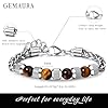 GEMAURA Bracelets for Men Stainless Steel Bracelet for Mens 8MM Tiger Eye Bracelet Natural Stone Bead Bracelet Adjustable Silver Chain Lucky Bracelet Jewelry Gift for Men #5
