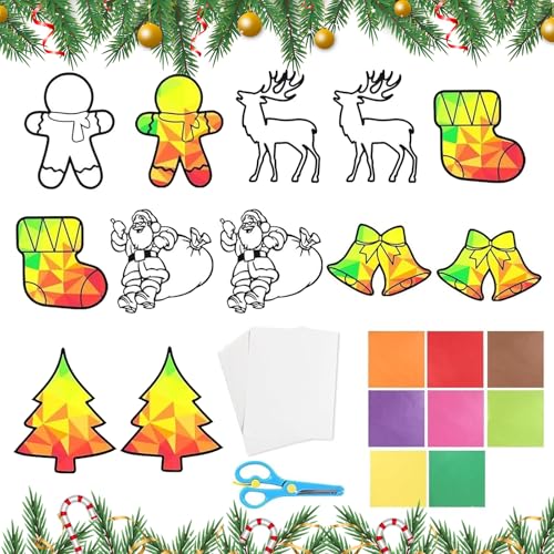 TINA.WIN 13 StüCk Fensterbilder Weihnachten Basteln Fensterbilder Herbst...