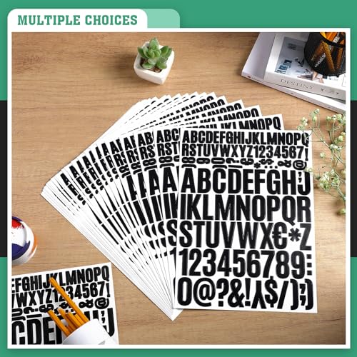 Image of Qilery 32 Sheets 1 Inch and 2 Inch Letter and Number Stickers Self Adhesive Vinyl Letters Alphabet Stickers Big Font Letters Number Tags for School Classroom Home Mailbox Decor (Black)