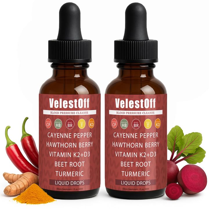 Velestoff Cayenne Pepper | Cayenne Heart & Circulation Blend Botanical Extracts with Hawthorn Beet Root Turmeric Vitamin K2 & D3 Daily Wellness Drops (2 fl oz) (2)