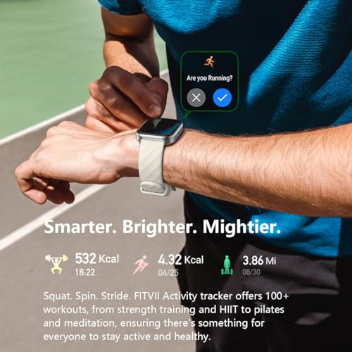 Image of FITVII Health & Fitness Tracker (Answer /Make Calls), Smart Watch with 24 /7 Heart Rate and Blood Pressure, Sleep Tracking, Blood Oxygen Monitor, 120+ Sport Modes Activity Tracker for Women Men