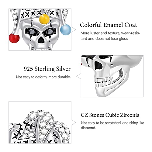 Image of GNOCE Skull Pendant Charm Silver Dangle Charms Bead fit Bracelet /Necklace Jewelry Gift for Women Men