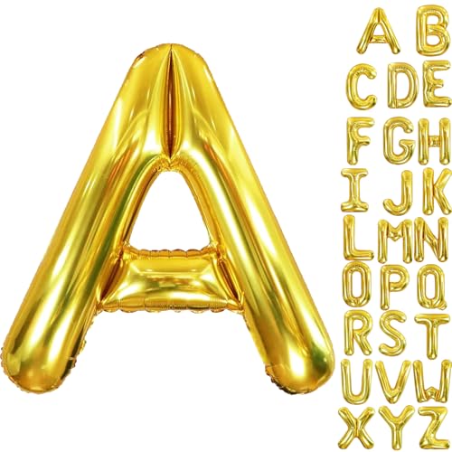 40 Inch Letter Foil Balloons Gold for Graduation Birthday Wedding Decorations Jumbo Photo Backdrops Big Alphabet A Balloon