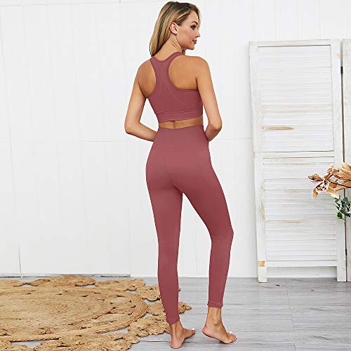 Hotexy Women\'s Workout Outfit 2 Pieces Seamless Yoga Leggings with Sports Bra Gym Clothes Set - Thumbnail 5