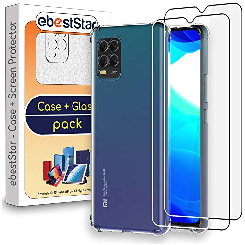 ebestStar - Cover per Xiaomi Mi 10 Lite, Custodia Silicone Trasparente, Protezione TPU Antiurto, Bordi Rinforzati, Trasparente + Vetro Temperato x2