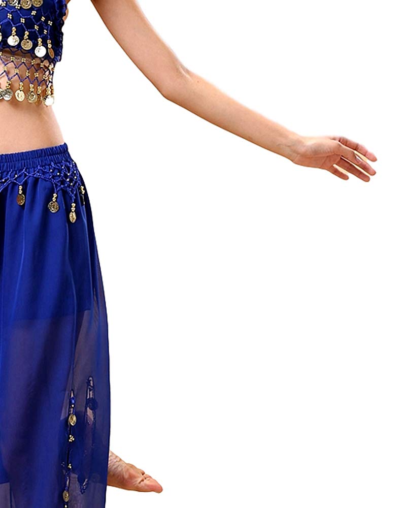 Les Femmes Bollywood Inde Femme Arabe Danseuse du Ventre Paillettes Haut Pantalon Fendu Robe Costume de soirée Costume Bleu/Rose/Violet Fantaisie Adulte