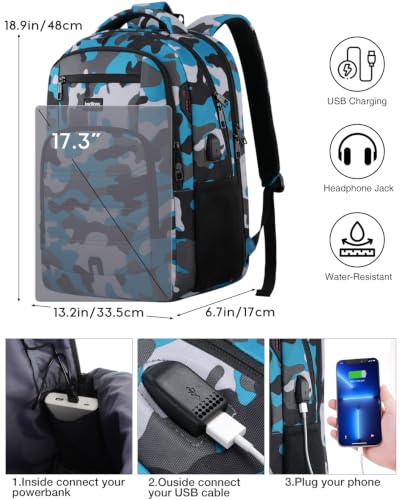 Image of kadilong 17.3 Inch Laptop Backpack for Men Business Travel Anti Theft,School Backpack Bookbag for Teens Boys for College