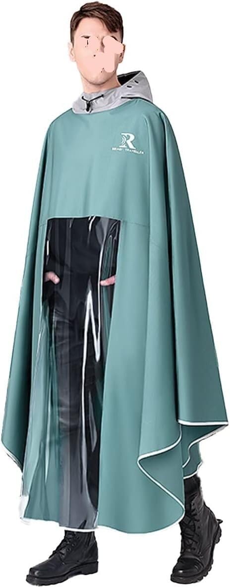 Cycling Rain Poncho Hooded for Electric Bike Scooter Multicolor Multiple Sizes(Green,S)