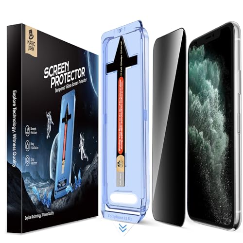 MAGIC JOHN 2 Pack for iPhone 11 Pro Max 6.5 inch Privacy Glass Screen Protector Auto Dust-Elimination Installation Bubble Free Easy Installation