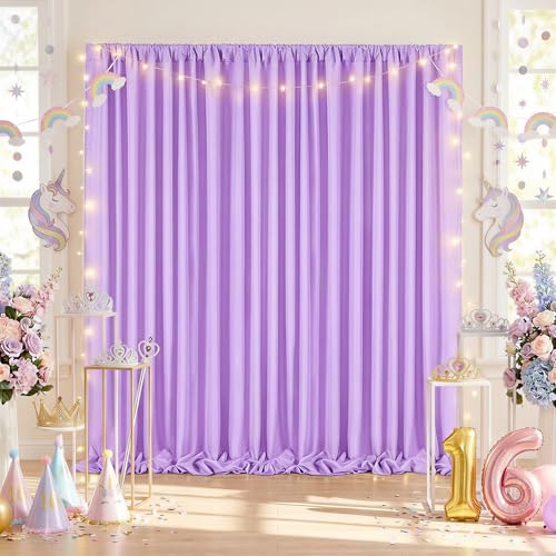Image of Lavender Backdrop Curtains 30x10ft: Party Light Purple Backdrop Drapes Fabric - Wedding Photography Background Decorations