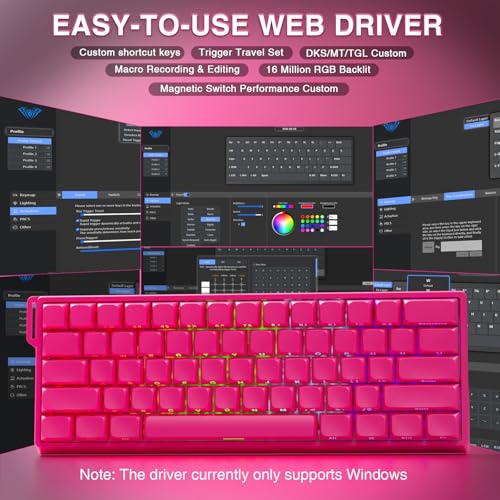 Image of AULA WIN60 HE PRO 60% Mechanical Gaming Keyboard Wired, Magnetic Switch Hot Swappable, Adjustable Actuation Rapid Trigger Mode, 8000Hz Polling Rate, RGB Small Keyboard 60 Percent Compact Design for PC