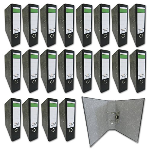 Versando - Lote de 20 archivadores de dos anillas 8 cm con cubiertas de color mármol negro