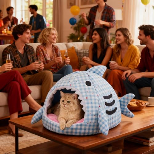 Maison pour chiot requin pour réchauffer les nuits d'hiver au salon