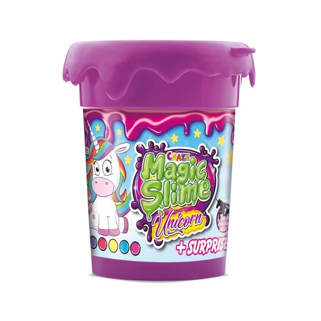 CRAZEMagic Slime Unicorn Children's Slime Glitter Effect Unicorn Toy Figures Slime Children Multicoloured Slime Set with Surprises 35627 Assorted Medium