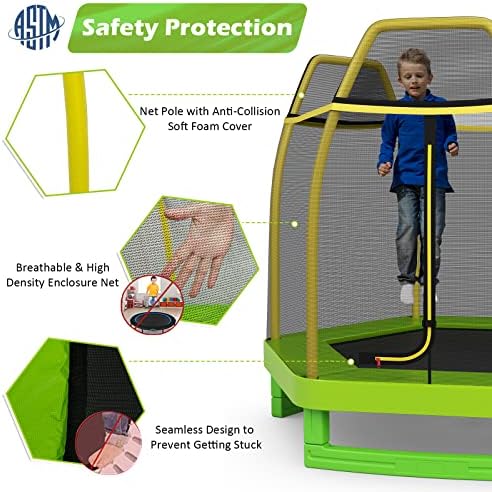 GYMAX Trampoline for Kids, 7FT Toddler Trampoline with Safety Enclosure Net & Seamless Spring Pad, Heavy Duty Small Indoor/Outdoor Trampoline for Boys, Girls Age 3+ 2 51CibEOU8CL. AC