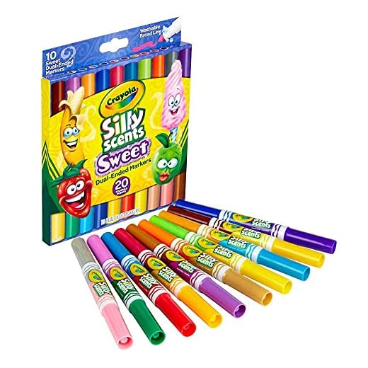 Crayola Silly Scents Dual Ended Markers, Sweet Scented Markers, 10 Count, Gift for Kids, Age 3, 4, 5, 6, Multi