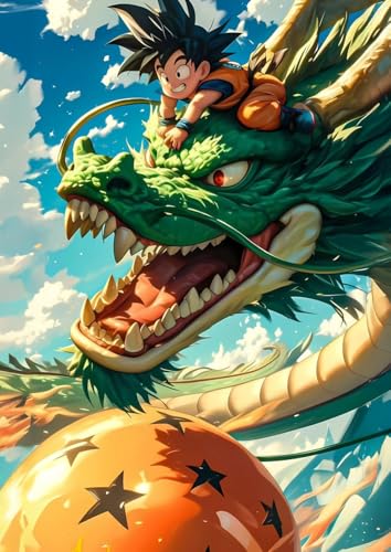 Frenchiart Poster Métallique Dragon Ball – Goku & Shenron – Manga/Anime – 30 x 42 cm – Avec Aimant Mural