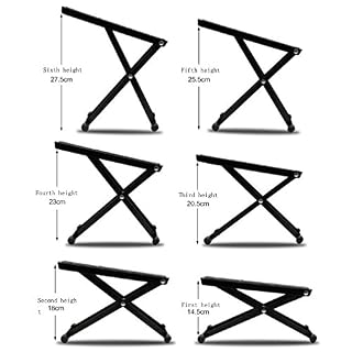 MINGZE Repose-pieds en guitare, repose-pieds réglable en gomme réglable en 6 positions, support en métal de haute qualité et pédale de guitare antidérapante en caoutchouc (Noir) – Image 3