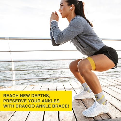 Bracoo 2 Pack Adjustable Ankle Brace for Men & Women - Compression Support for Pain Relief and Injury Recovery