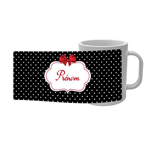 YONACREA - Mug Tasse - Style Rétro Boudoir avec prénom personnalisé - Noir