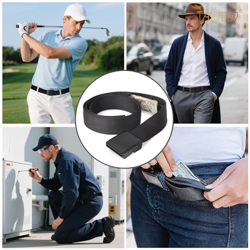 Image of Travel Security Money Belt with Hidden Money Pocket - Cashsafe Anti-Theft Wallet Unisex Nickel free Nylon Belt by JASGOOD