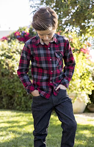Gioberti Boy's Flannel Shirt, Black/Red/Blue Hightlight, Size 8 #TOP5