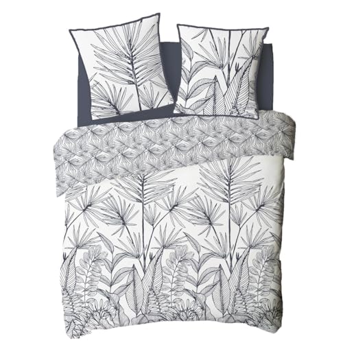 Housse de couette 240x220cm en coton avec 2 taies d'oreiller imprimé blanc Future Home