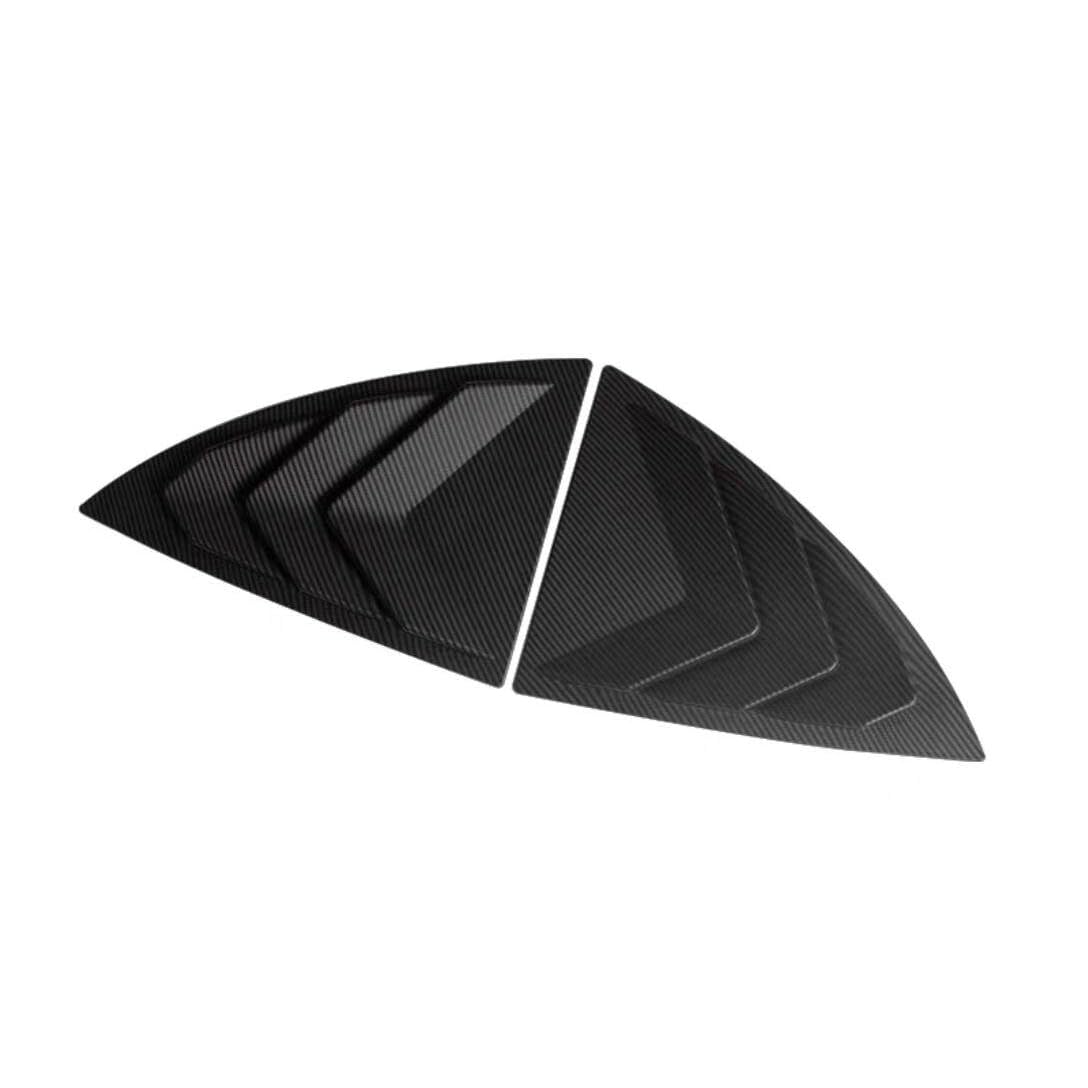 Pink Palm Car Rear Side Window Door Glass Louver Shutter Trim, For Tesla Model Y, Abs Side Window Louvers Cover, Accessories (null Matte Carbon Texture)