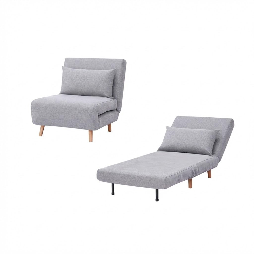 HEMAX Pouf Letto Convertibile 4 in 1, Poltrona Letto – Grigio Chiaro
