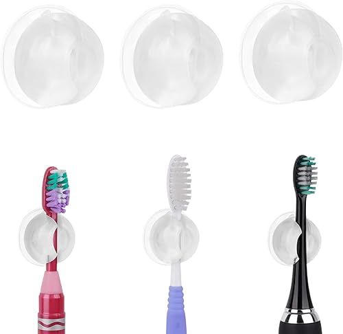 Miniatura 7 de Soporte para cepillo de dientes para espejo, colgador de cepillo de dientes eléctrico montado en la pared para baño, gancho multifuncional