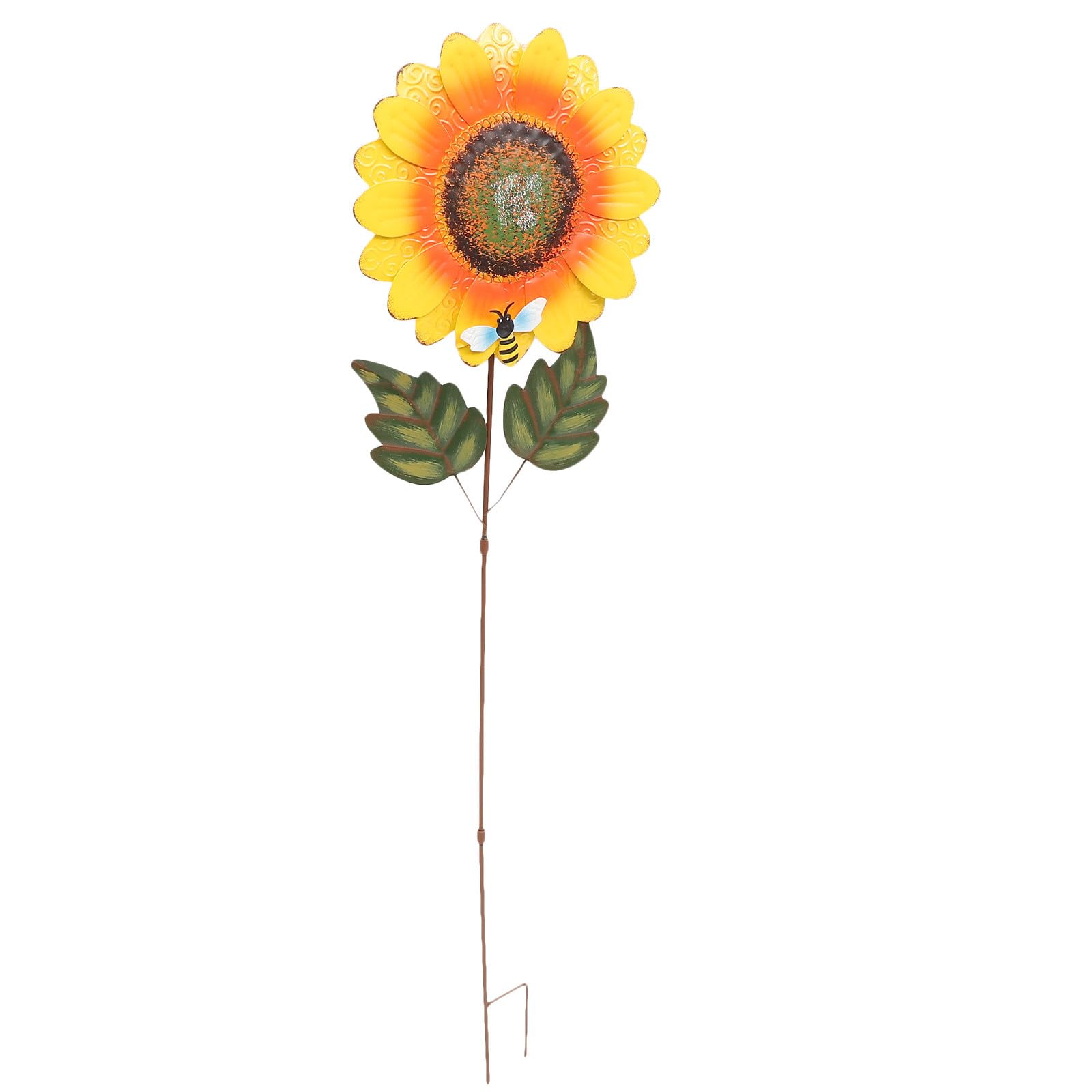 Estaca de girasol decorativa para jardín exterior, adorno de hierro fácil de instalar