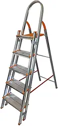 Escada Aluminio, Altura Aberta159cm, Escada de Alumínio com 5 Degrau Duplos Residencial